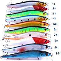 LENPABY 10 señuelos de Pesca de Agua Salada en la Costa Grandes señuelos de Cebo Duro con Tres Ganchos triples-14 cm- 23…
